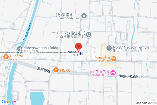 長尾(高松)メンズエステの地図です。map of Nagao station where spa and massage salons are located