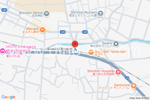 讃岐白鳥メンズエステの地図です。map of Sanuki-Shirotori station where spa and massage salons are located