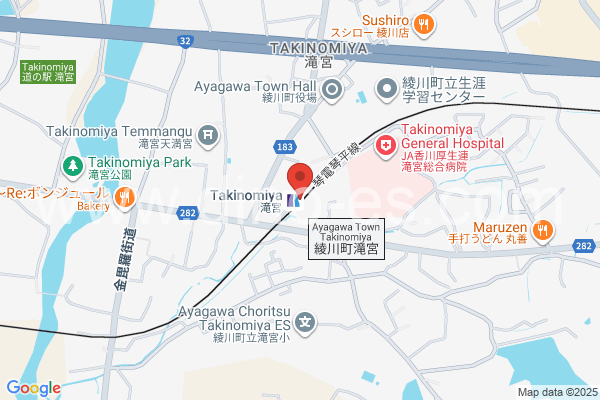 滝宮メンズエステの地図です。map of Takinomiya station where spa and massage salons are located