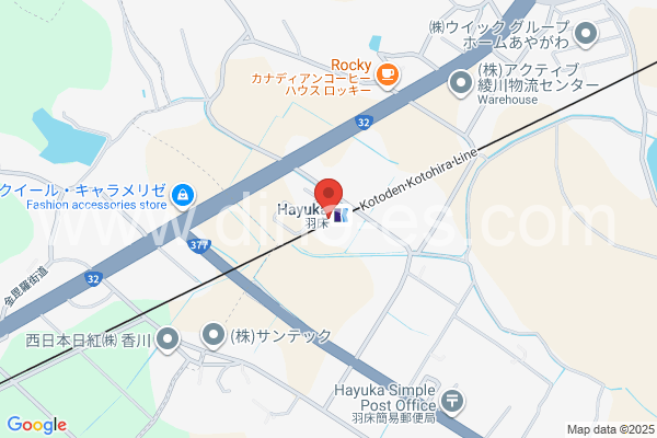 羽床メンズエステの地図です。map of Hayuka station where spa and massage salons are located