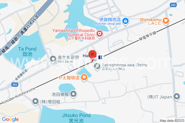 畑田メンズエステの地図です。map of Hatada station where spa and massage salons are located