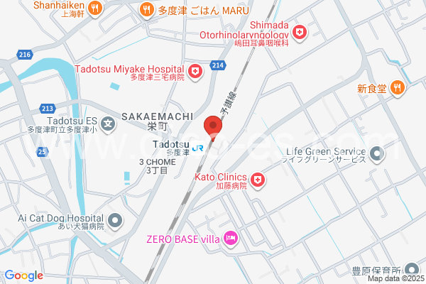 多度津メンズエステの地図です。map of Tadotsu station where spa and massage salons are located