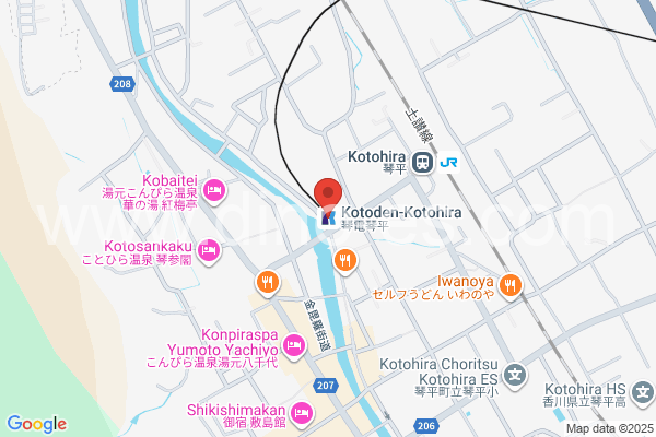 琴電琴平メンズエステの地図です。map of Kotoden Kotohira station where spa and massage salons are located
