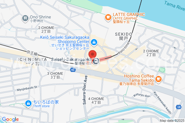 聖蹟桜ヶ丘メンズエステの地図です。map of SeisekiSakuraGaoka station where spa and massage salons are located