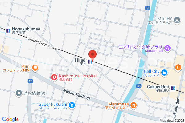 平木メンズエステの地図です。map of Hiragi station where spa and massage salons are located