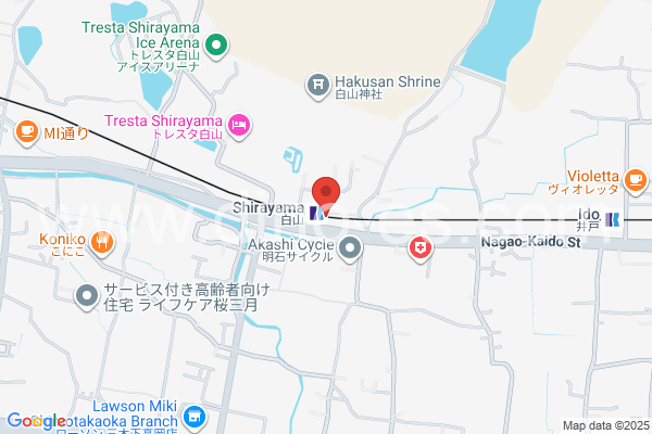 白山(高松)メンズエステの地図です。map of Shirayama station where spa and massage salons are located