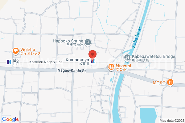 公文明メンズエステの地図です。map of Kumonmyō station where spa and massage salons are located
