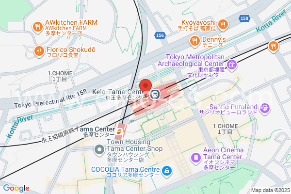京王多摩センターメンズエステの地図です。map of Keiō Tama Center station where spa and massage salons are located