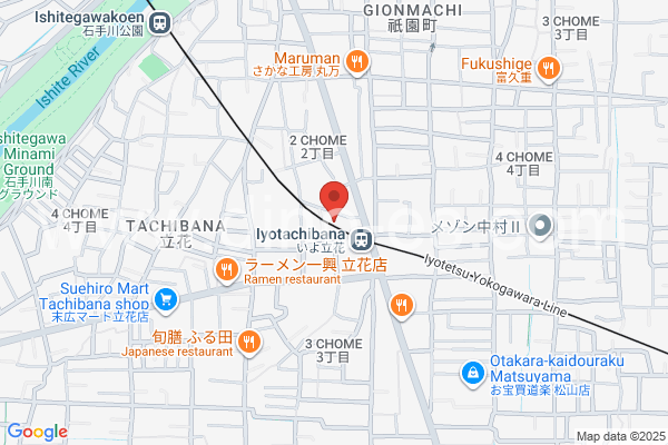 いよ立花メンズエステの地図です。map of Iyo-Tachibana station where spa and massage salons are located