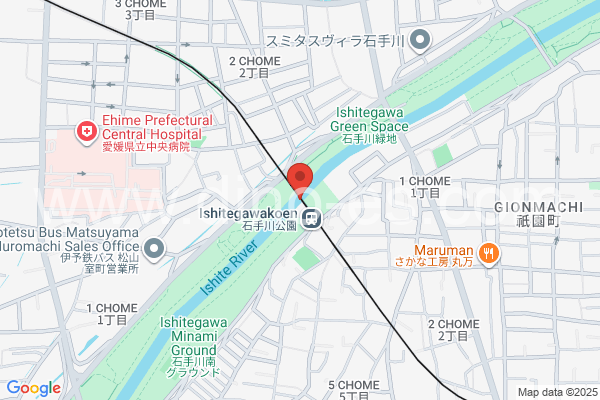 石手川公園メンズエステの地図です。map of Ishitegawakōen station where spa and massage salons are located