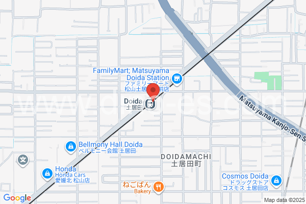 土居田メンズエステの地図です。map of Doida station where spa and massage salons are located