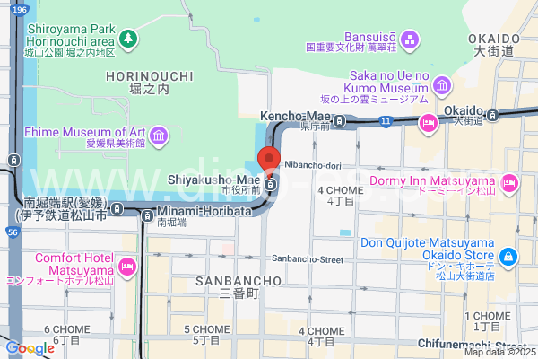 市役所前(愛媛)メンズエステの地図です。map of Shiyakusho-mae station where spa and massage salons are located