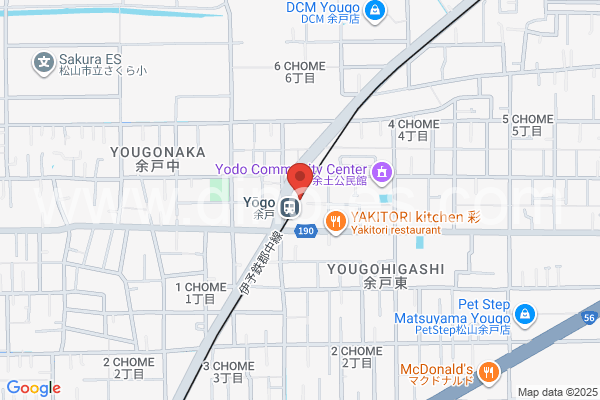 余戸メンズエステの地図です。map of Yōgo station where spa and massage salons are located