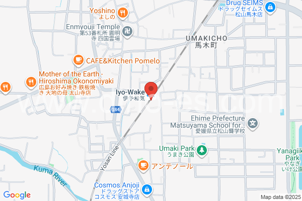 伊予和気メンズエステの地図です。map of Iyo-Wake station where spa and massage salons are located