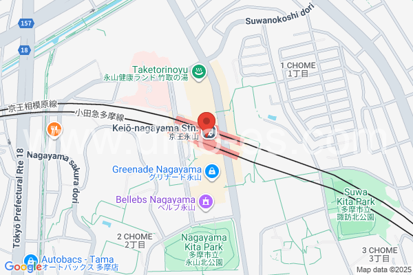 京王永山メンズエステの地図です。map of Keiō Nagayama station where spa and massage salons are located