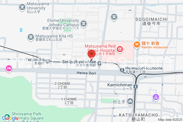 赤十字病院前メンズエステの地図です。map of Sekijūjibyōinmae station where spa and massage salons are located