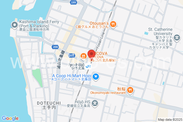 伊予北条メンズエステの地図です。map of Iyo-Hōjō station where spa and massage salons are located