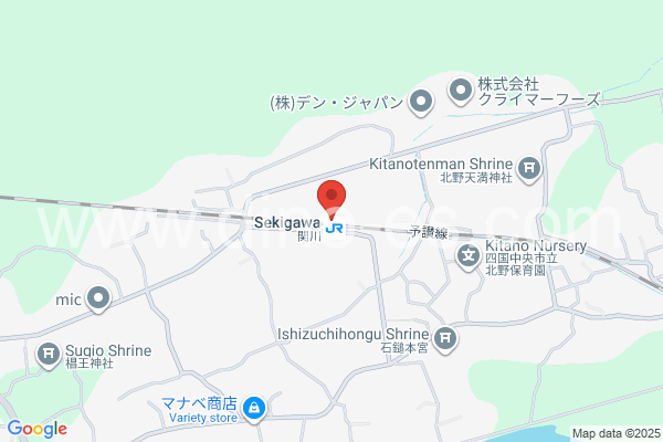 関川メンズエステの地図です。map of Sekigawa station where spa and massage salons are located