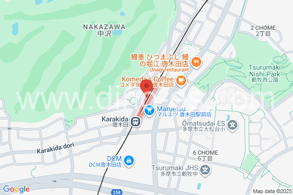 唐木田メンズエステの地図です。map of Karakida station where spa and massage salons are located