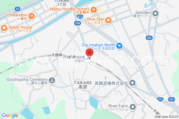 波止浜メンズエステの地図です。map of Hashihama station where spa and massage salons are located