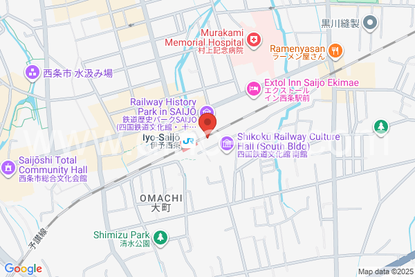 伊予西条メンズエステの地図です。map of Iyo-Saijō station where spa and massage salons are located