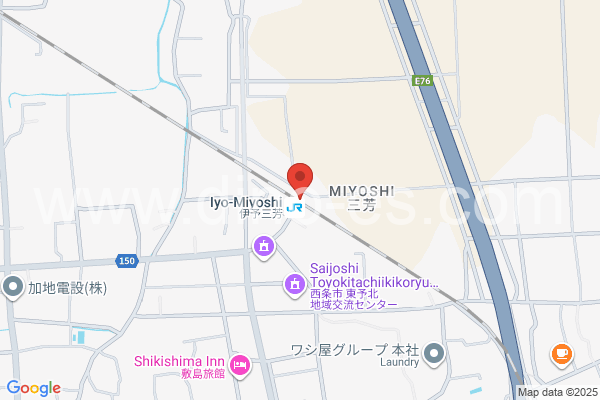 伊予三芳メンズエステの地図です。map of Iyo-Miyoshi station where spa and massage salons are located