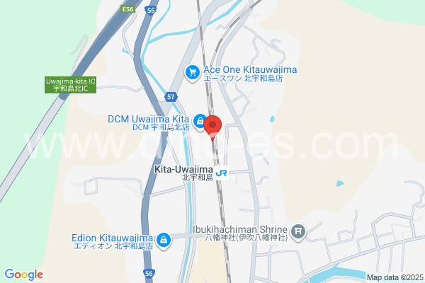 北宇和島メンズエステの地図です。map of Kita-Uwajima station where spa and massage salons are located