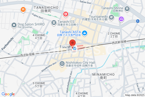 田無メンズエステの地図です。map of Tanashi station where spa and massage salons are located