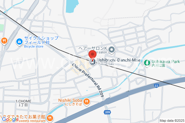 牛渕団地前メンズエステの地図です。map of Ushibuchidanchimae station where spa and massage salons are located
