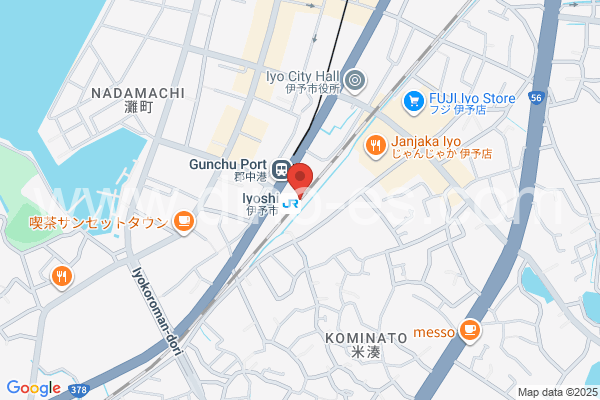 伊予市メンズエステの地図です。map of Iyoshi station where spa and massage salons are located