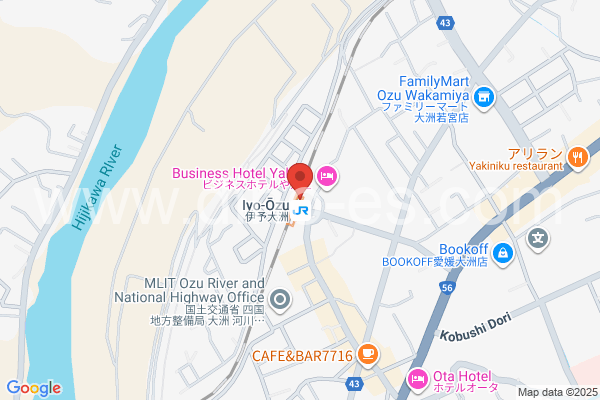 伊予大洲メンズエステの地図です。map of Iyo-Ōzu station where spa and massage salons are located