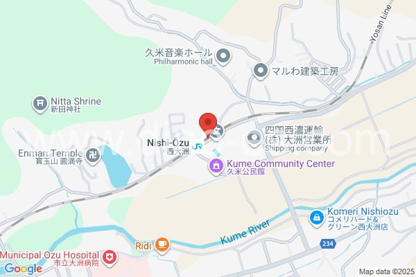 西大洲メンズエステの地図です。map of Nishi-Ōzu station where spa and massage salons are located