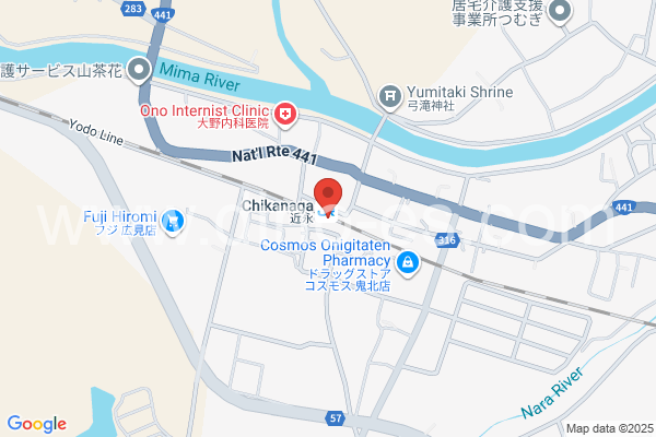 近永メンズエステの地図です。map of Chikanaga station where spa and massage salons are located