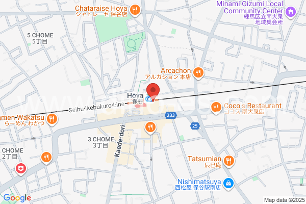 保谷メンズエステの地図です。map of Houya station where spa and massage salons are located