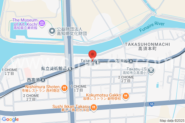 高須(高知)メンズエステの地図です。map of Takasu station where spa and massage salons are located