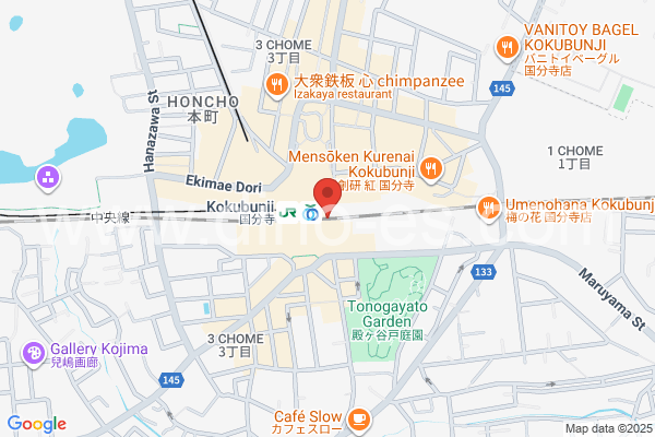 国分寺メンズエステの地図です。map of Kokubunji station where spa and massage salons are located