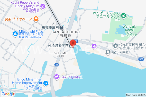 桟橋通五丁目メンズエステの地図です。map of Sambashidōri-Gochōme station where spa and massage salons are located