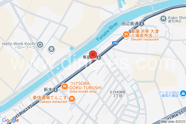 東新木メンズエステの地図です。map of Higashi-Shingi station where spa and massage salons are located