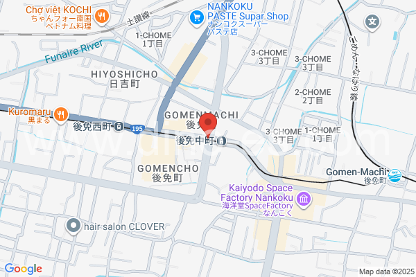 後免中町メンズエステの地図です。map of Gomen Nakamachi station where spa and massage salons are located