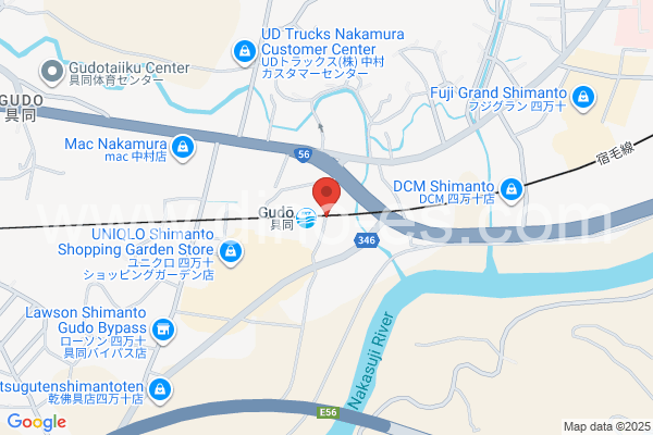 具同メンズエステの地図です。map of Gudō station where spa and massage salons are located