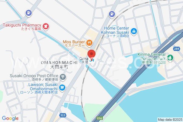 大間メンズエステの地図です。map of Ōma station where spa and massage salons are located