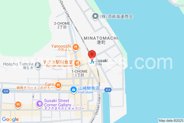 須崎メンズエステの地図です。map of Susaki station where spa and massage salons are located