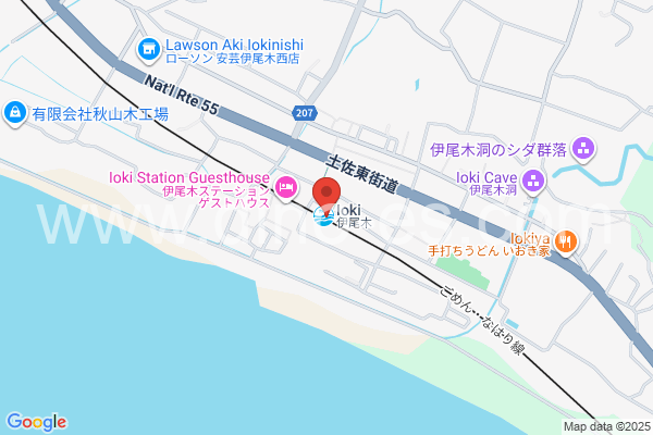 伊尾木メンズエステの地図です。map of Ioki station where spa and massage salons are located