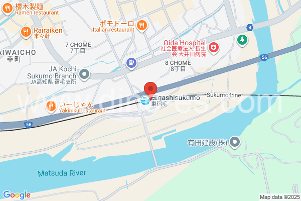 東宿毛メンズエステの地図です。map of Higashi-Sukumo station where spa and massage salons are located