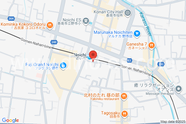 のいちメンズエステの地図です。map of Noichi station where spa and massage salons are located