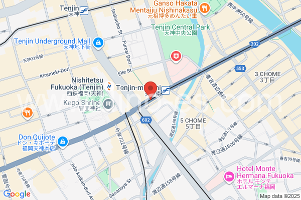 天神南メンズエステの地図です。map of Tenjin-minami station where spa and massage salons are located
