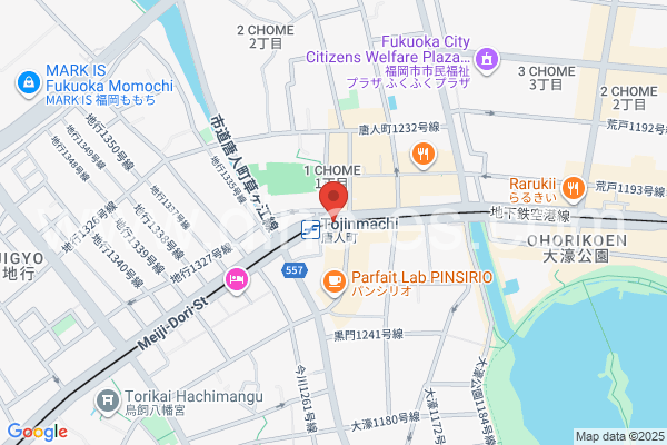 唐人町メンズエステの地図です。map of Tōjimmachi station where spa and massage salons are located