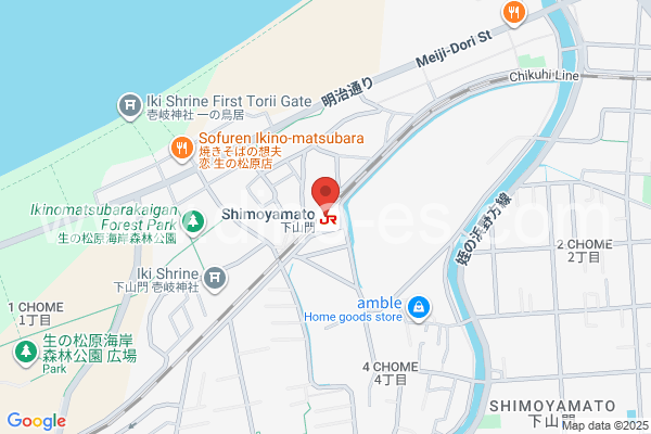 下山門メンズエステの地図です。map of Shimo-Yamato station where spa and massage salons are located