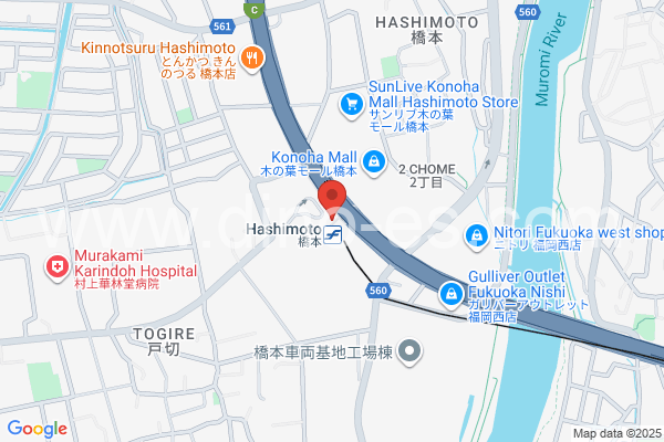 橋本(福岡)メンズエステの地図です。map of Hashimoto station where spa and massage salons are located