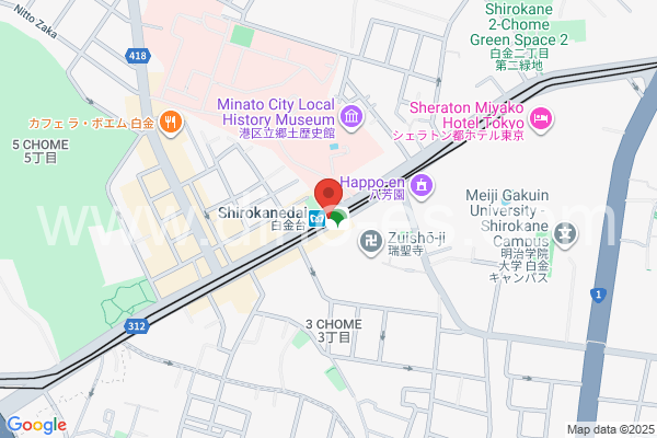 白金台メンズエステの地図です。map of Shirokanedai station where spa and massage salons are located